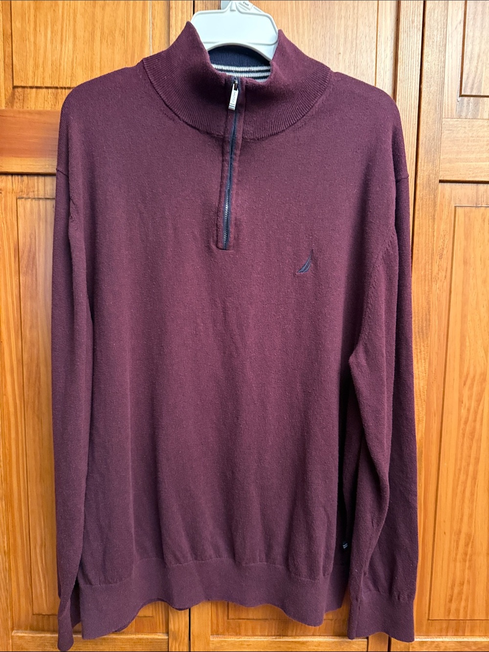 Nautica Men’s Zip-Neck Sweater in Burgundy size xl